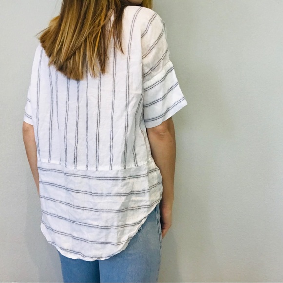 Athleta striped linen button down flowy top - Picture 6 of 8